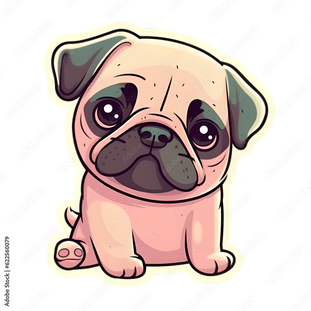 Fototapeta premium Pug Dog Funny and Cute Illustration