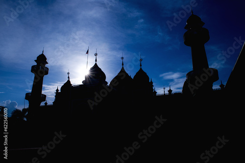 Silhouette Pattani Central Mosque and blue sky clear background.