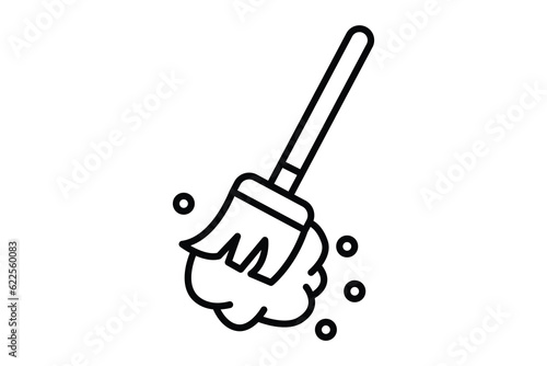 Broom cleaning icon. icon related to cleaner, household appliances. Line icon style design. Simple vector design editable