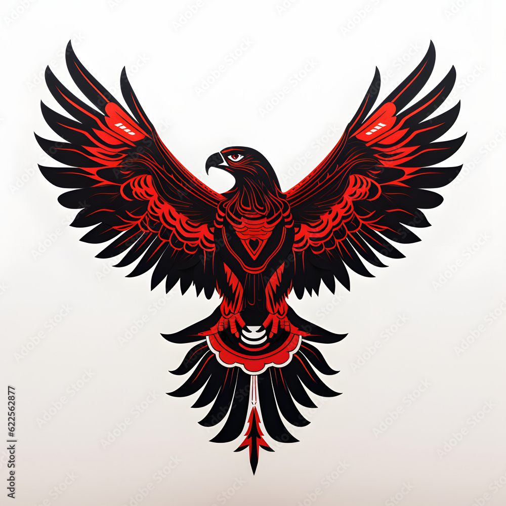 Fototapeta premium black red eagle tattoo design, generative ai