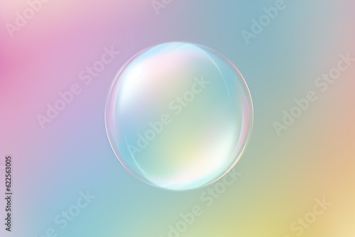 Iridescent balloon bubble on pastel background with gradient. A rainbow of colors bursting from a single bubble paints a vivid picture of joy and possibility