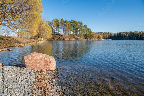 View of The Mellonlahti Bay in spring, Imatra, Finland photo
