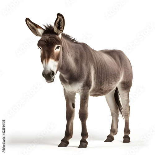 Donkey isolated on the white background.