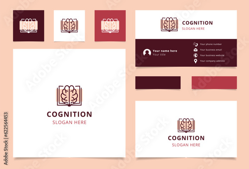 Cognition logo design with editable slogan. Branding book and business card template.
