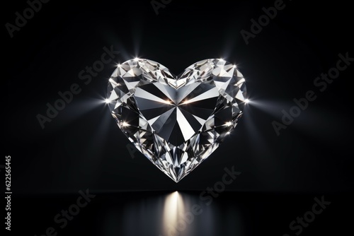 Diamond heart lights background. Generate Ai