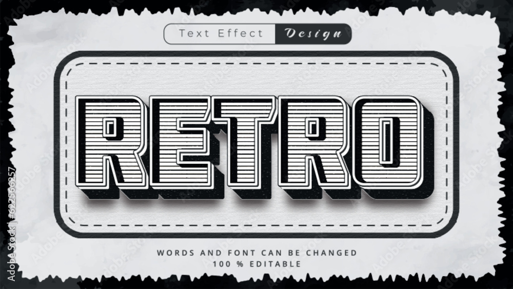 Retro vibe vintage bold 3D editable text effect. Retro text effect with