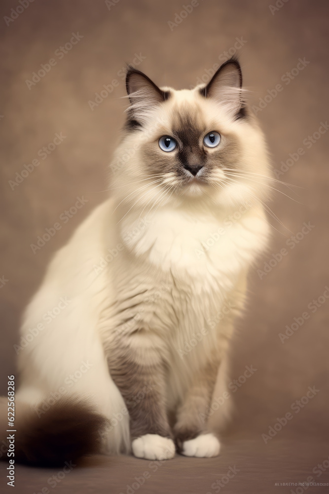 Very cute Birman in nature, national geography, Wide life animals. AI Generated.