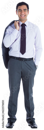 Digital png photo of happy asian businessman on transparent background