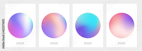 Blurred spheres. Set of abstract backgrounds with color gradient round shapes. Vector illustration.