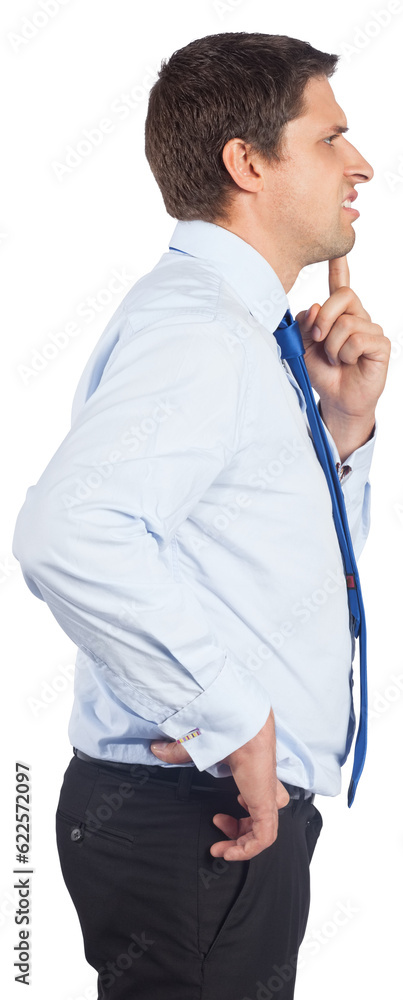 Digital png photo of nervous caucasian businessman on transparent background Digital png photo of nervous caucasian businessman on transparent background