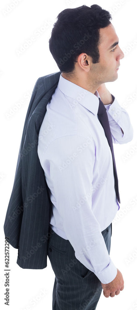 Digital png photo of serious asian businessman on transparent background