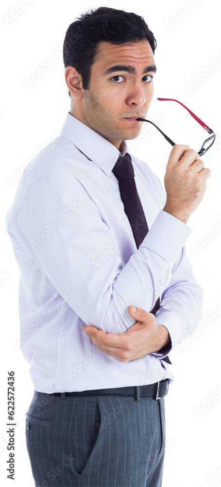 Digital png photo of thinking asian businessman on transparent background Digital png photo of thinking asian businessman on transparent background