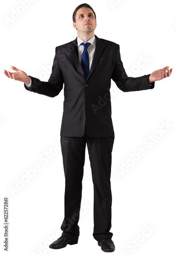 Digital png photo of confused caucasian businessman on transparent background