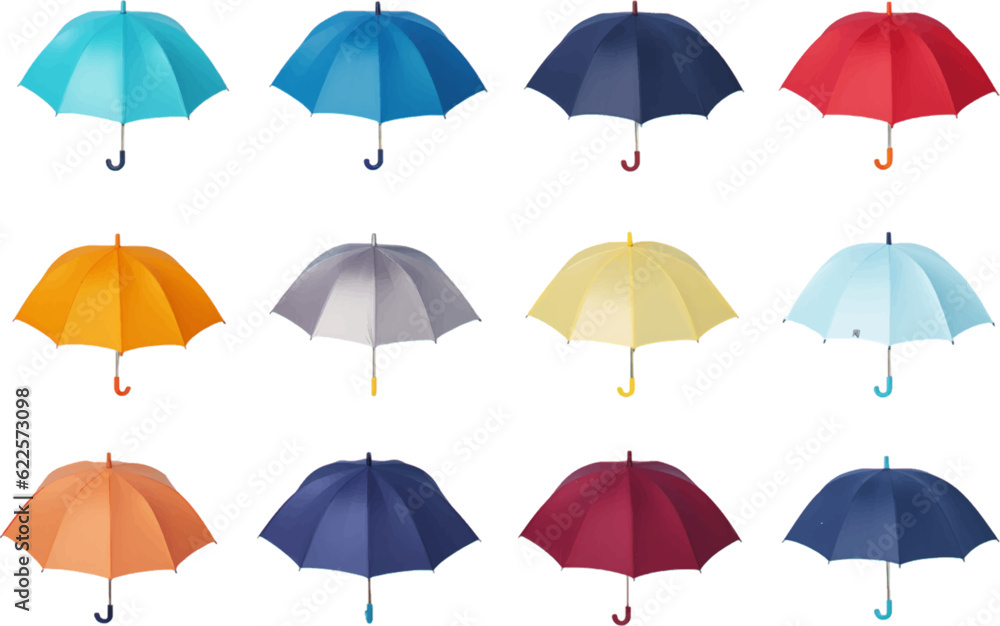 Set of colorful umbrellas on white background Set of colorful umbrellas on white background