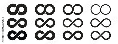 Infinity symbol. Infinity loop icons. Vector unlimited infinity, endless, eternity, infinite, loop symbols. Unlimited endless line shape sign collection icons flat style - stock vector