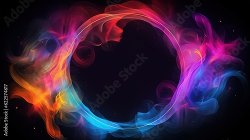 neon circle background and smoke