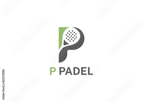 P padel racket logo design vector