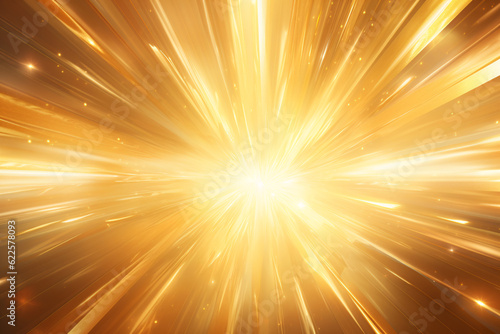 Golden light explosion background. Generative AI photo