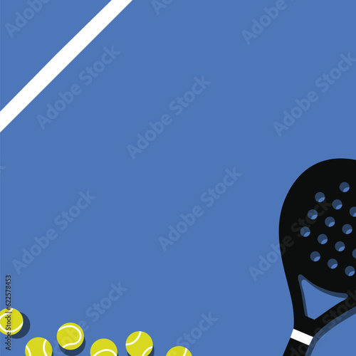 Padel racket ball court background template design vector