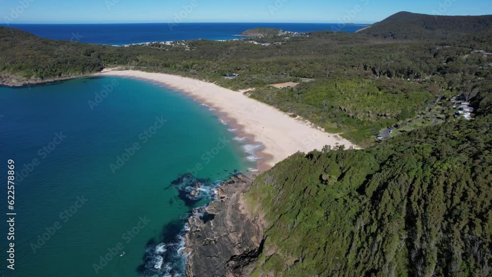 Number One Beach - Seal Rocks - Mid North Coast - New South Wales- NSW - Australia - Aerial Shot Over Mountain Number One Beach - Seal Rocks - Mid North Coast - New South Wales- NSW - Australia - Aerial Shot Over Mountain