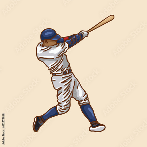 Baseball player hitting the ball. Sports game.