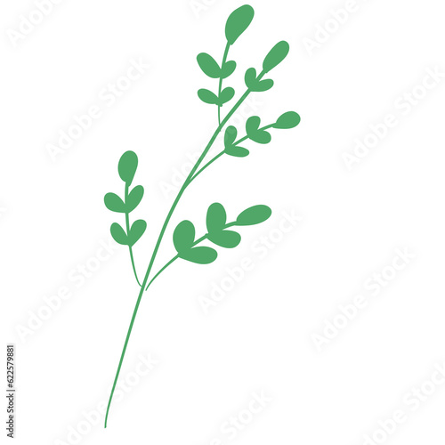 Cute branch and leaves, plant one line, leaf, Eco doodle clipart