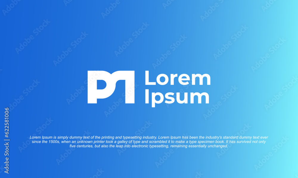 PM logo monogram style in blue gradient background