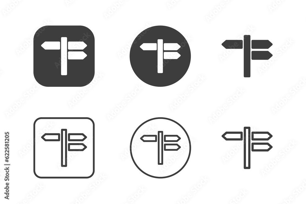 Road signs icon design 6 variations. Travel icons set, Isolated on white background. Road signs icon design 6 variations. Travel icons set, Isolated on white background.
