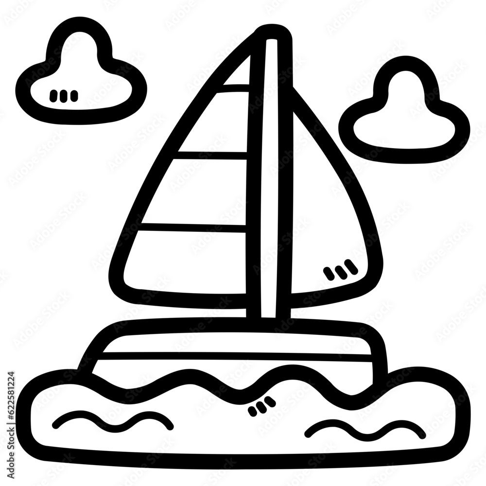 sailboat line icon style sailboat line icon style
