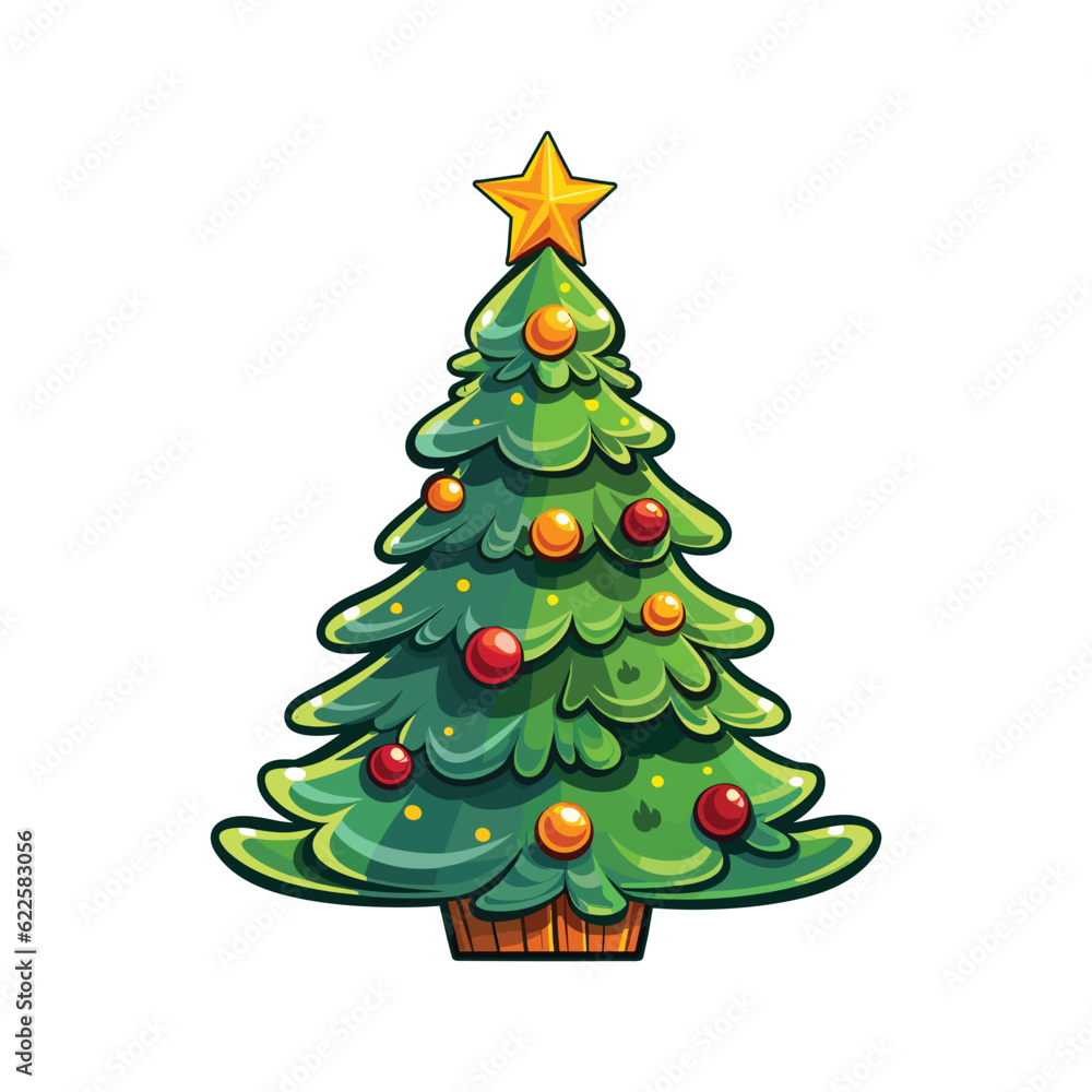 Obraz premium Christmas tree with decoration vector