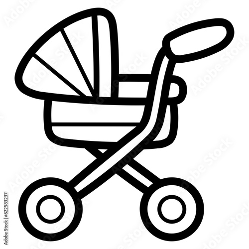 baby carriage line icon style