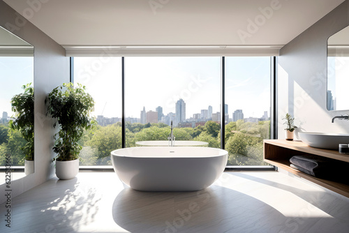 modern bathroom interior with bathtub - generative ai © Marcel