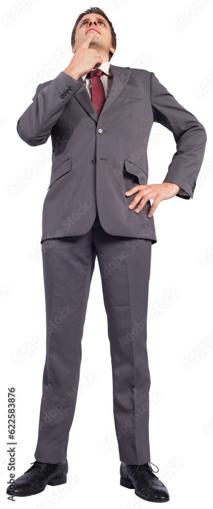 Digital png photo of thinking caucasian businessman on transparent background Digital png photo of thinking caucasian businessman on transparent background
