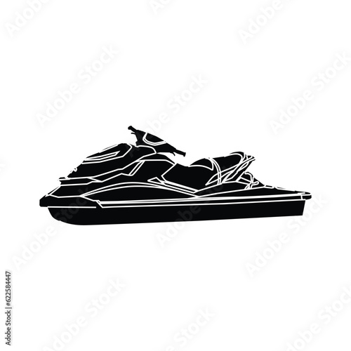 Silhouette jet ski or speed boat design illustration vector
