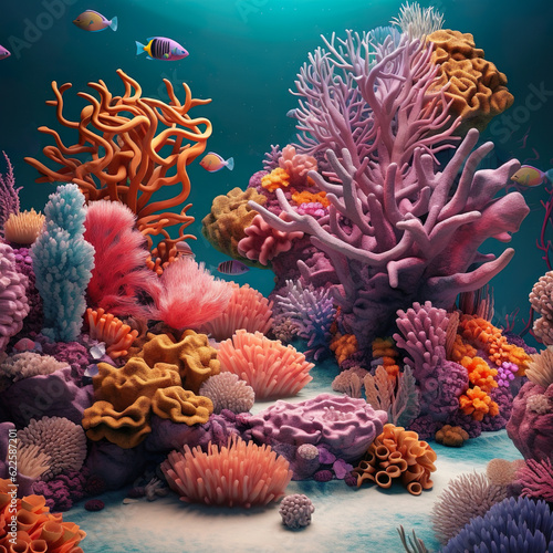 Digital illustration image in the virtual sea through Generative AI