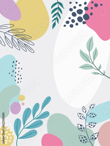 Design banner background with beautiful. background for design. Colorful background with tropical plants.