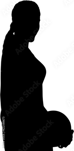Digital png silhouette image of woman holding ball on transparent background