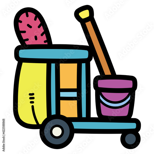 cleaning cart filled outline icon style