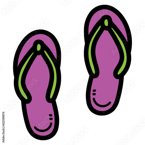 Flip flop filled outline icon style