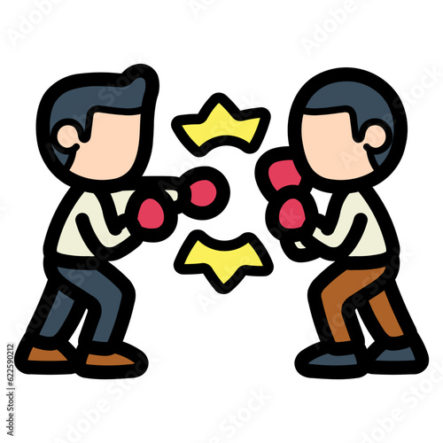 fight filled outline icon style