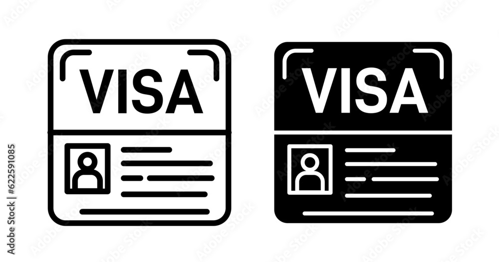 tourist visa permit vector icon set. work immigration visa line vector. travel visa symbol. - obrazy, fototapety, plakaty 