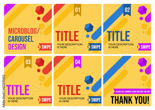 Colorful microblog or carousel design