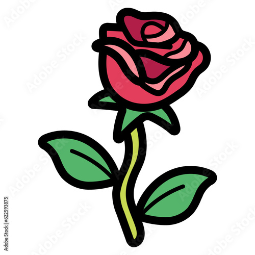 rose filled outline icon style