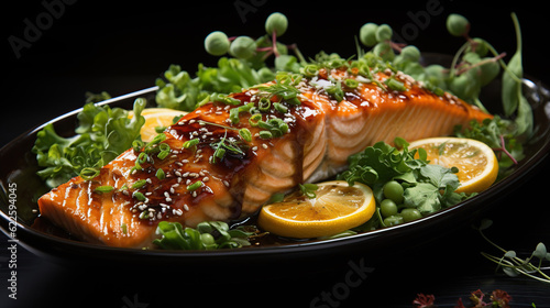 Grilled Salmon with Soy Sauce Rice Bowl