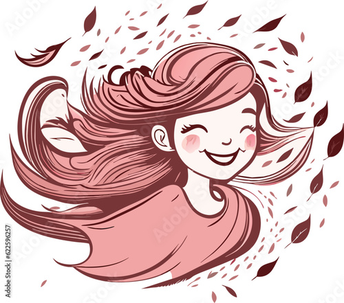 Vector art illustration happy child in the wind eps 10