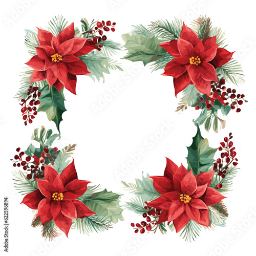Christmas frame with leaves background