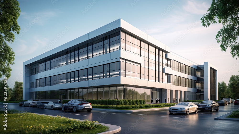 Obraz premium commercial facility, modern research and development building