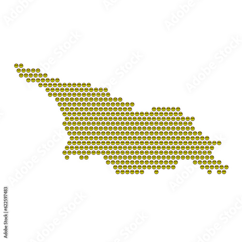 Map of the country of Georgia with a cool smiley emoticon icon texture on a white background