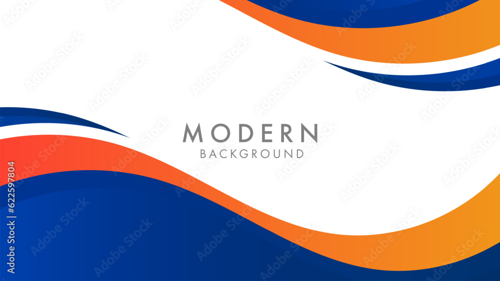 abstract blue and orange wave background for business banner design ...
