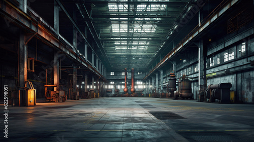 Industrial interior of an old factory © maniacvector